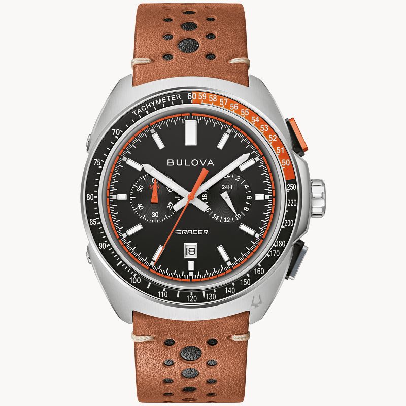 Black Dial Leather Strap Racer Chronograph 98B427 | Bulova Black Dial Leather Strap Racer Chronograph 98B427 | Bulova
